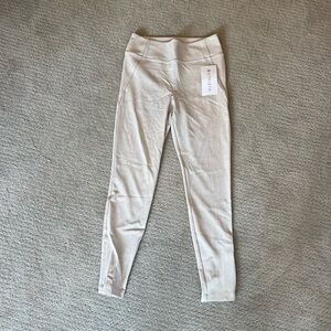 Athleta Delaney Skyline Textured Tight Cream Ankle Leggings